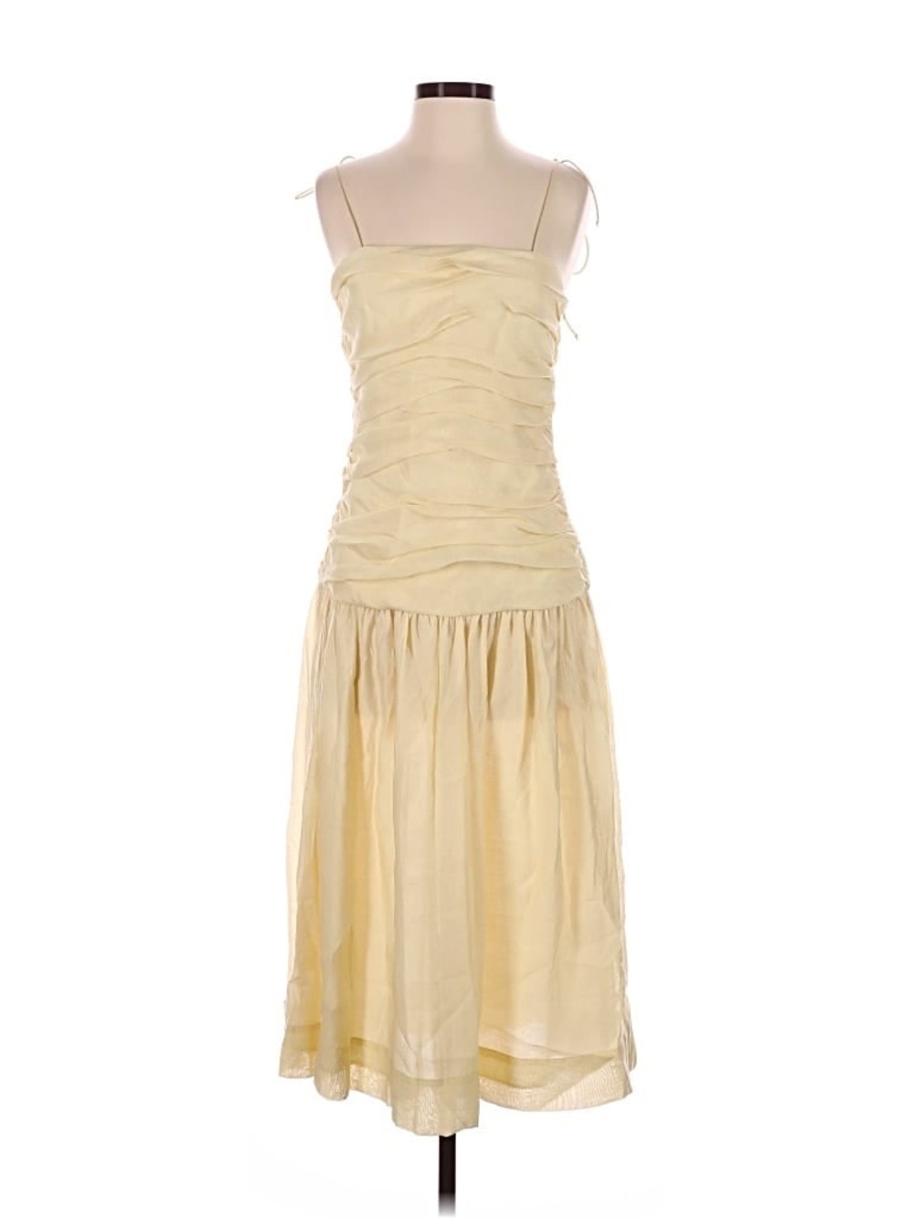 Zara Butter Yellow Flowy Maxi Dress